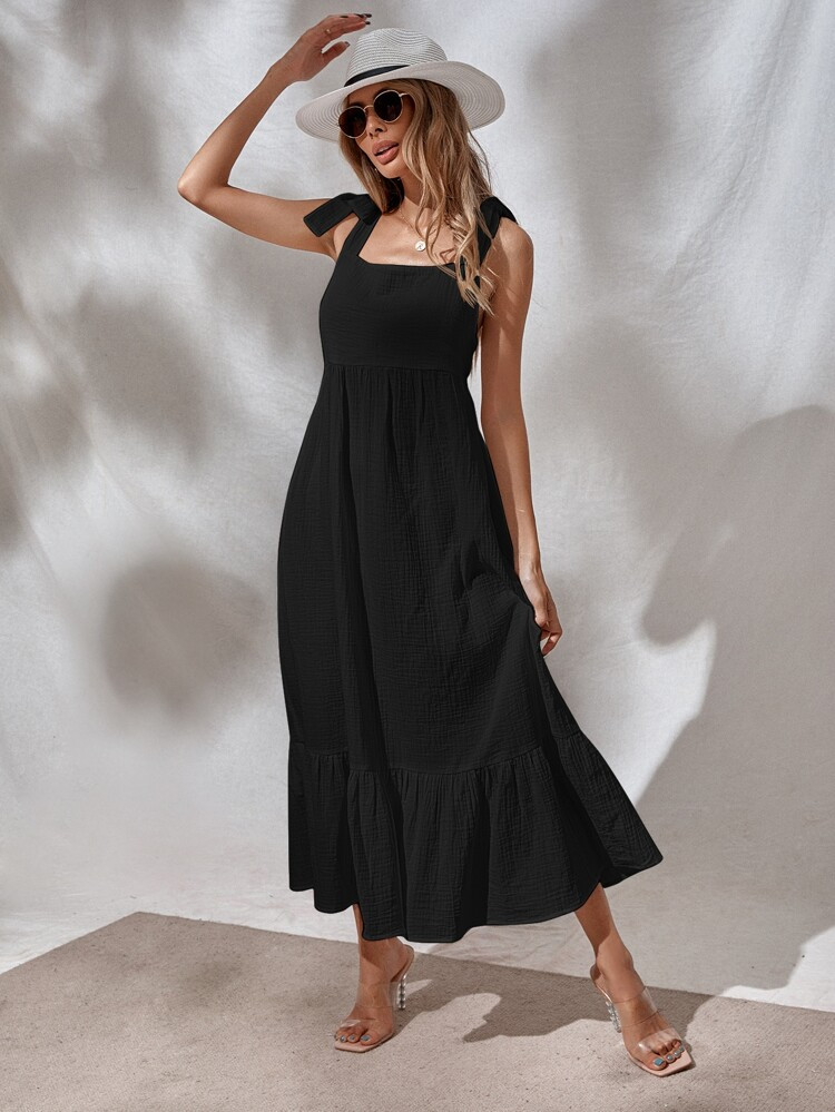 Solid Knot Shoulder Cami Dress | SHEIN