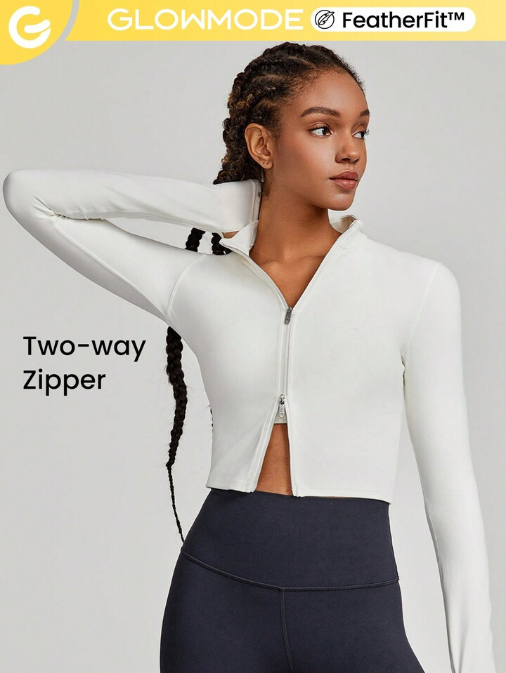 GLOWMODE FeatherFit™ Mock Neck Slimfit Crop Jacket | SHEIN