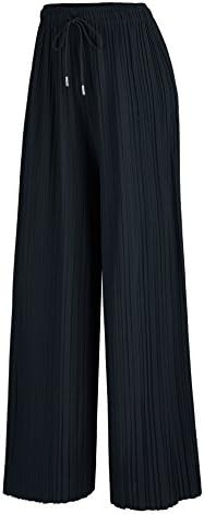 Lock and Love Womens Pleated Wide Leg Palazzo Maxi Pants with Drawstring or Elastic Band | Amazon (US)