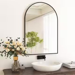 XRAMFY 24 in. W x 36 in. H Arched Black Aluminum Alloy Framed Wall Mirror BACSC2436-BLACK - The H... | The Home Depot