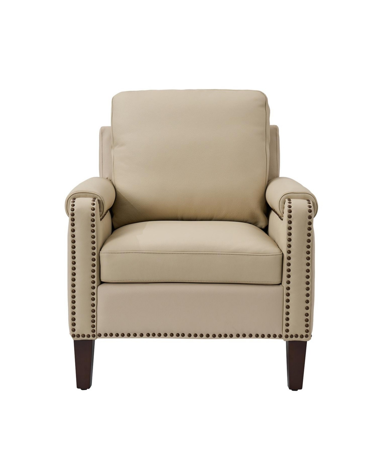 Kunz Transitional Genuine Leather Armchair with Removable Back Cushion - Beige | Macy's
