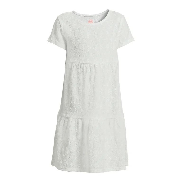 Wonder Nation Girls Tiered Eyelet Dress with Short Sleeves, Size 4-18 & Plus | Walmart (US)