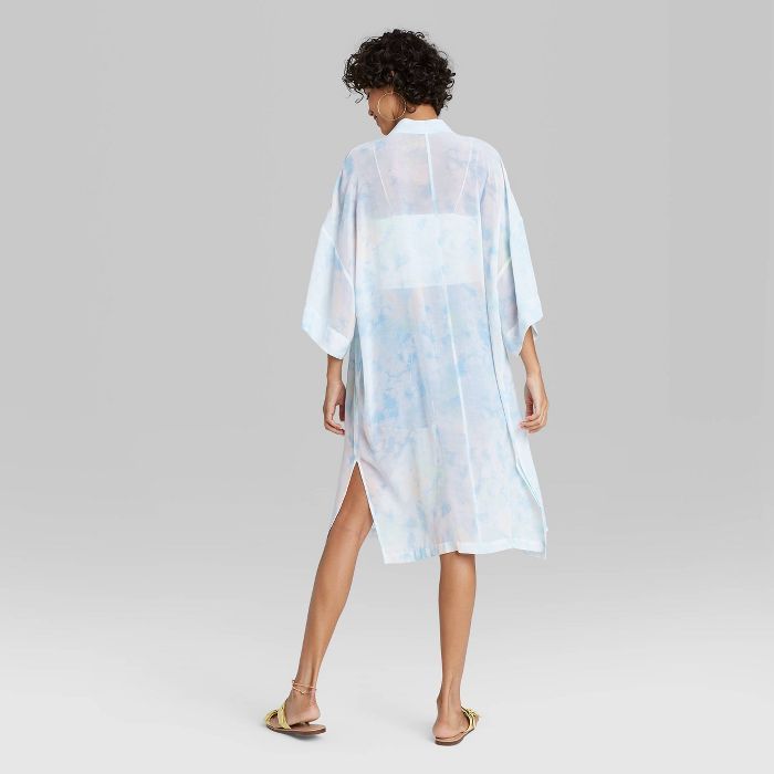 Women's Sheer Dye Effect Kimono - Wild Fable™ Blue/Green One Size | Target