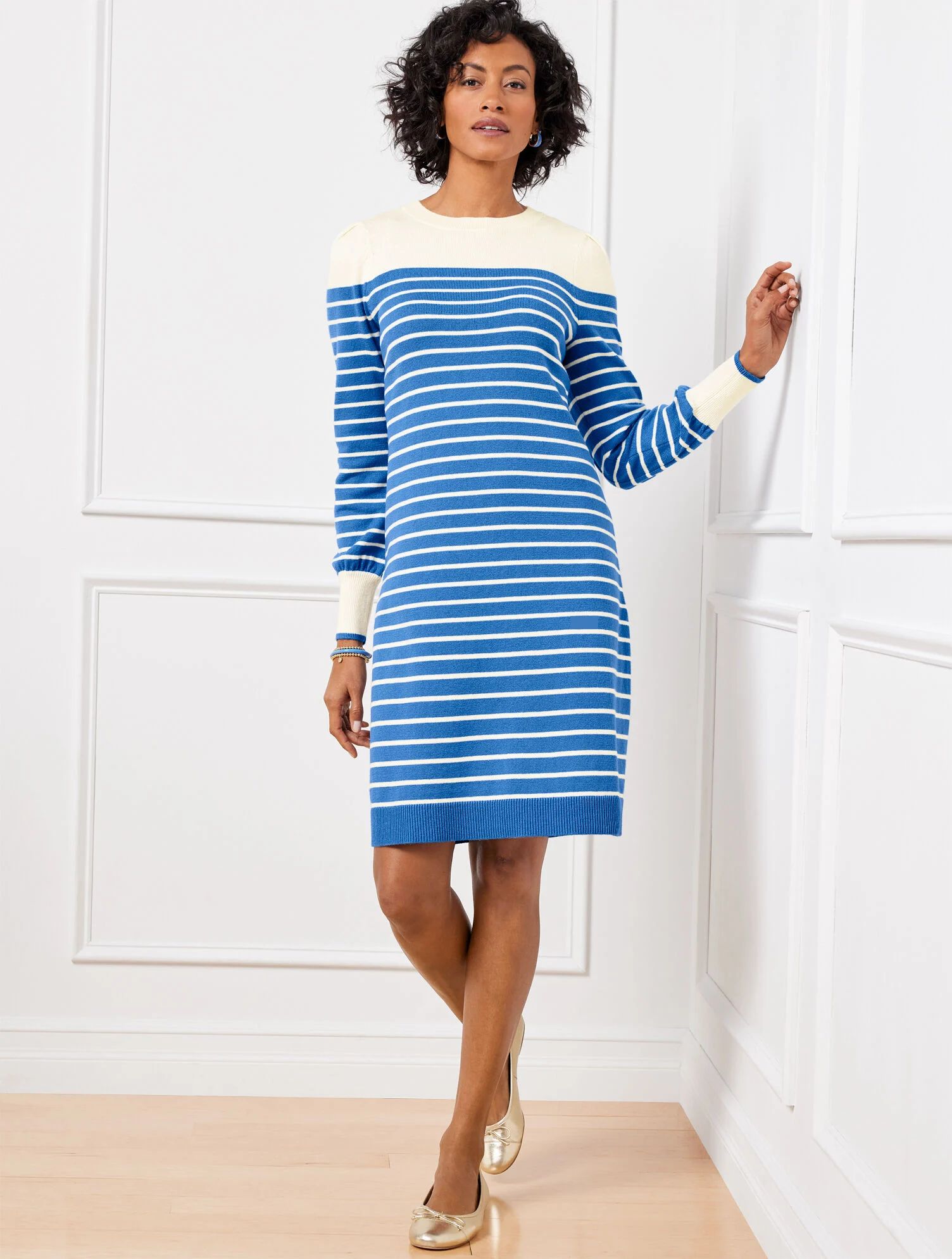 Puff Sleeve Sweater Dress - Breton Stripe | Talbots