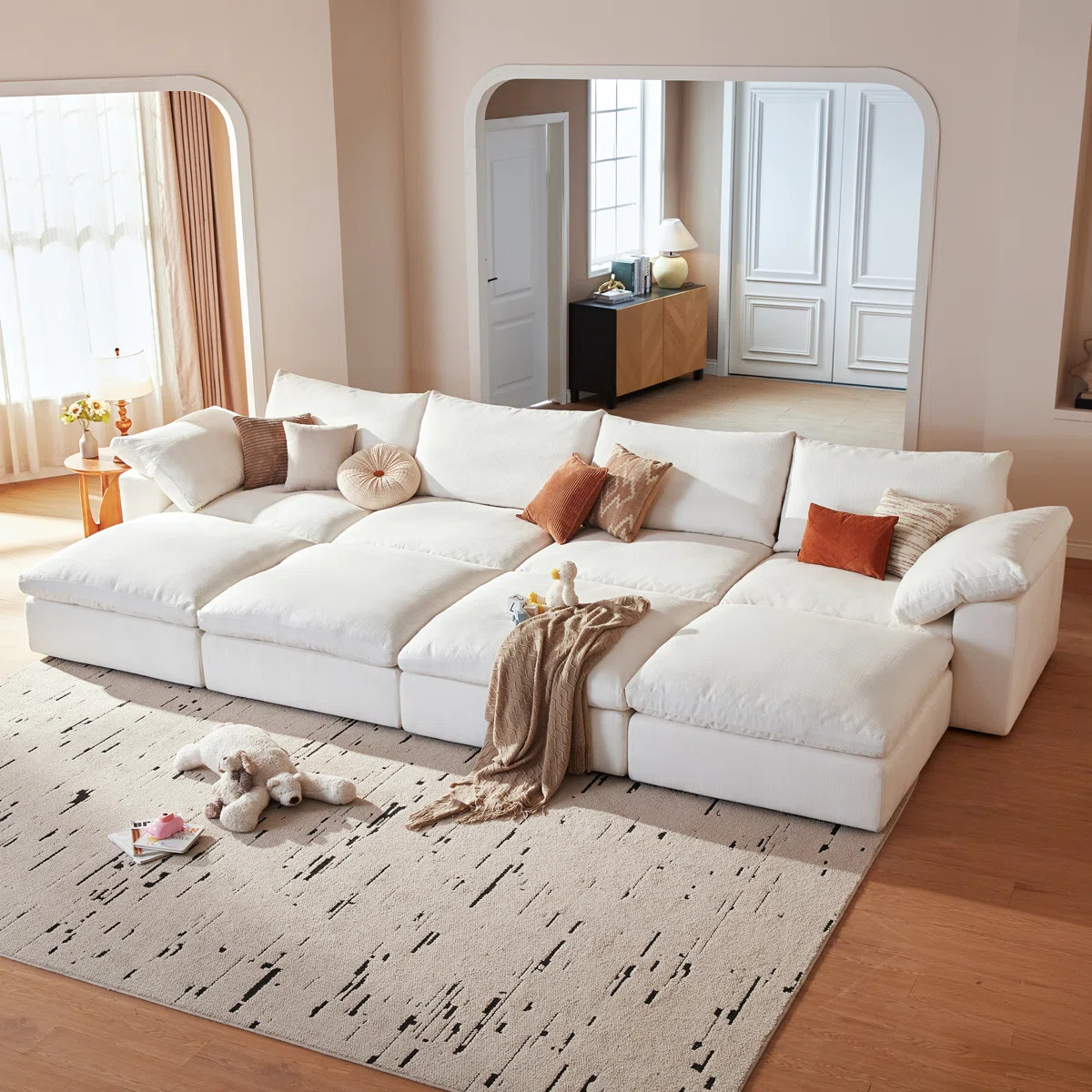 141.7" Oversized Cloud Couch,Modular Cloud Sectional 4-Seat Sofa With 4 Storage Ottomans For Livi... | Wayfair North America