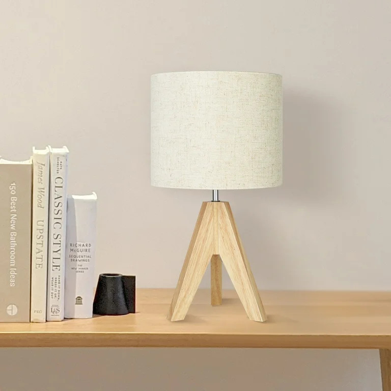 DEWENWILS Small Bedside Table Lamp, Wood Tripod Nightstand Lamp for Bedroom, Console Table, Dress... | Walmart (US)