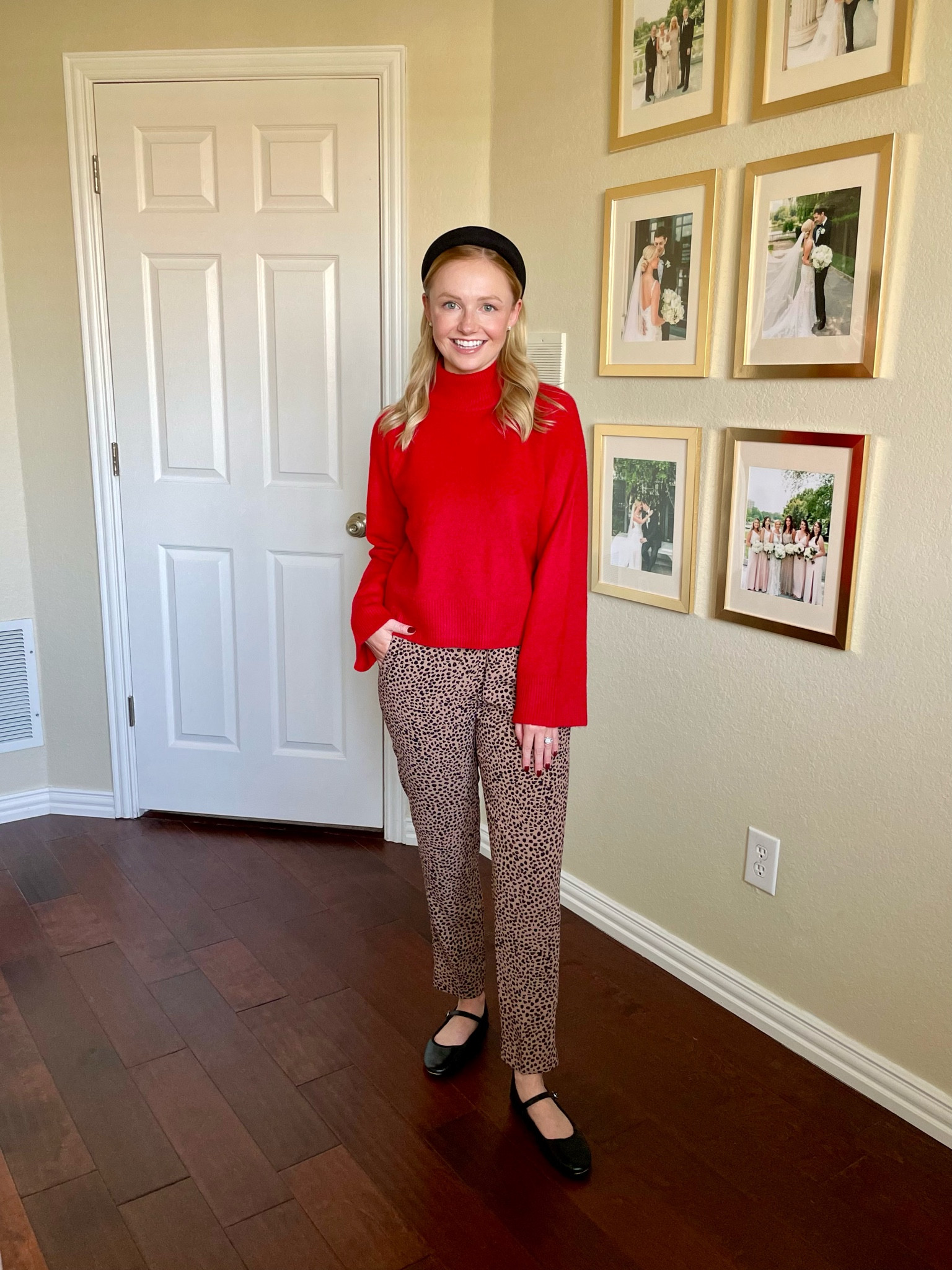 Wearing an XS in top and 2 in pants | leopard pants, cheetah pants, red sweater, workwear, Mary janes 

#LTKStyleTip #LTKWorkwear #LTKSeasonal