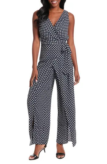 London Times Polka Dot Walk-Through Jumpsuit in Navy/White at Nordstrom Rack, Size 0 | Nordstrom Rack