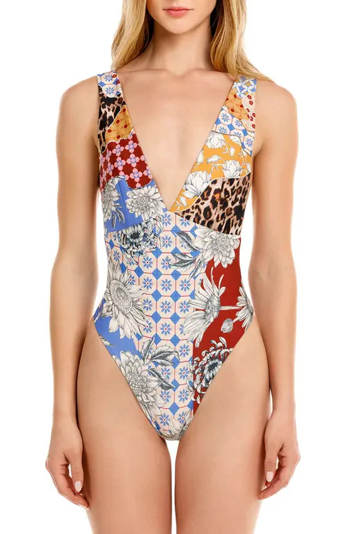 Agua Bendita Tulipa One-Piece Swimsuit in Blue at Nordstrom, Size Large | Nordstrom