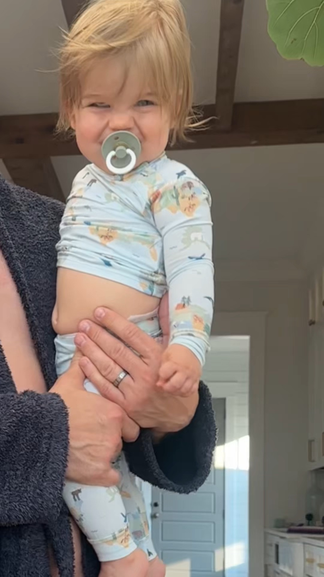 Woke up to this crew and had to share the whole scene ☀️🍼

Ford's morning uniform: this super soft Magnetic Me pajama set (size 12 months… when we're between sizes, I size up) and his Owlet smart sock — non-negotiable for our house, gives us peace of mind all night. His binky is linked too, it's the one that actually stays in.

Kenny requested her Frozen nightgown again (girl has every nightgown we can find) runs true to size, she's in a 7.

And Matt refusing to put down his Barefoot Dreams robe until he's had coffee, least surprising thing about this video. Runs true to size, so soft it's borderline problematic.

Everything's linked below, just swipe through for sizing on each 👇

#LTKmomlife #LTKmorningroutine #LTKKids