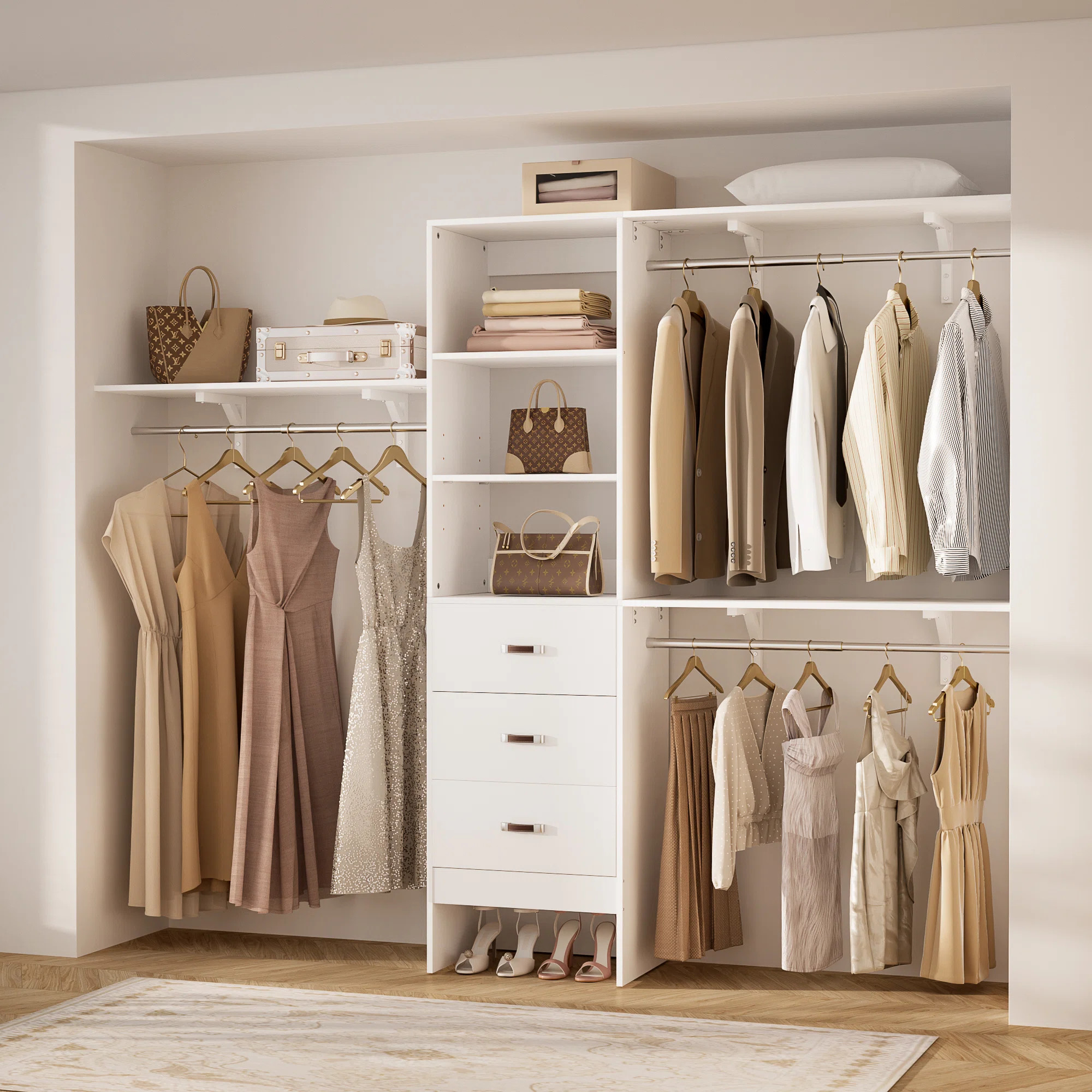 20.2''-  96‘’ W Closet System with Wooden Drawers | Wayfair North America