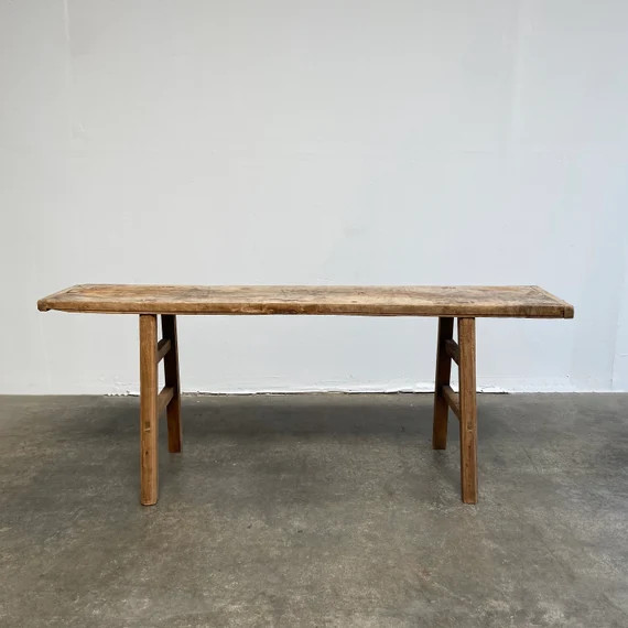 Antique Natural Elm Wood Console Table | Etsy | Etsy (US)