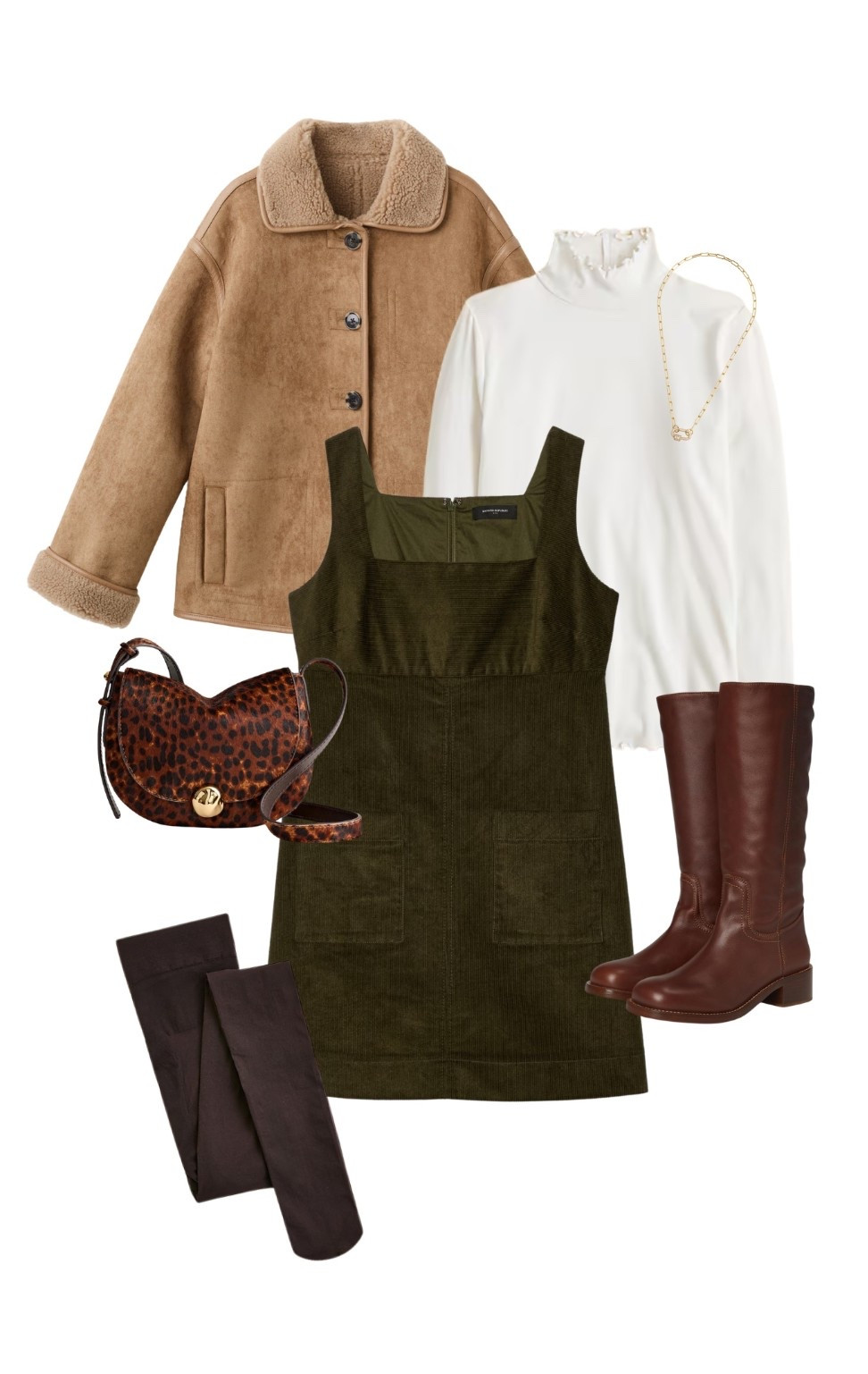 Warm, cozy outfit centered around this ✨gorgeous✨ corduroy mini dress 