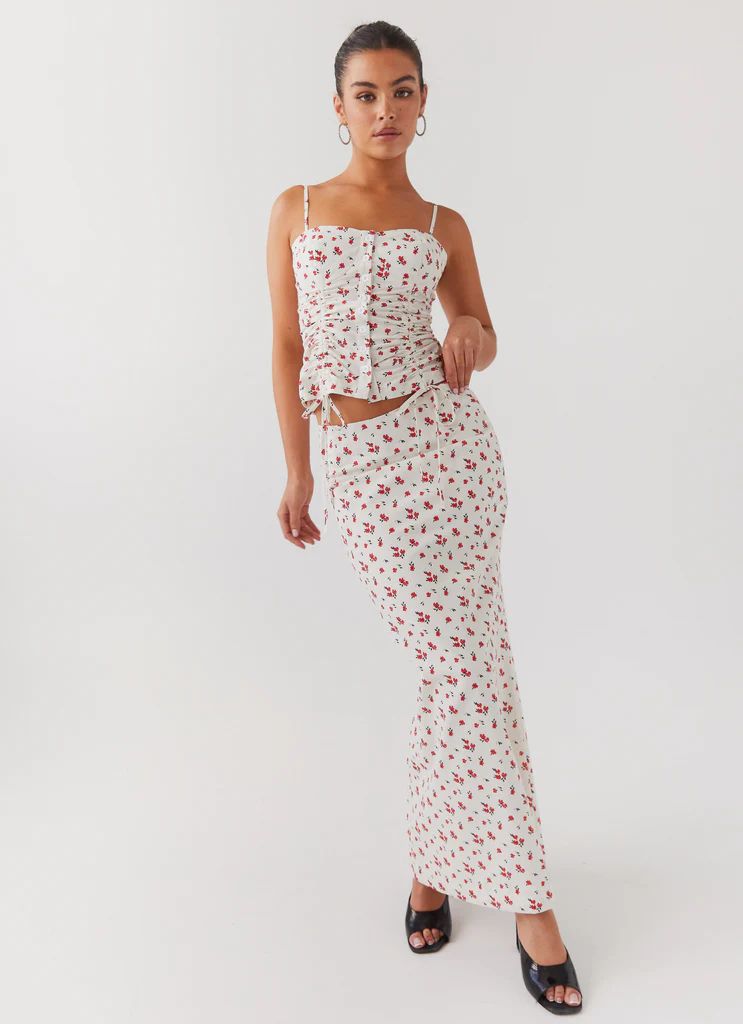 Peppermayo Exclusive -  Ariana Linen Bustier Top - Poppy Floral | Peppermayo (Global)