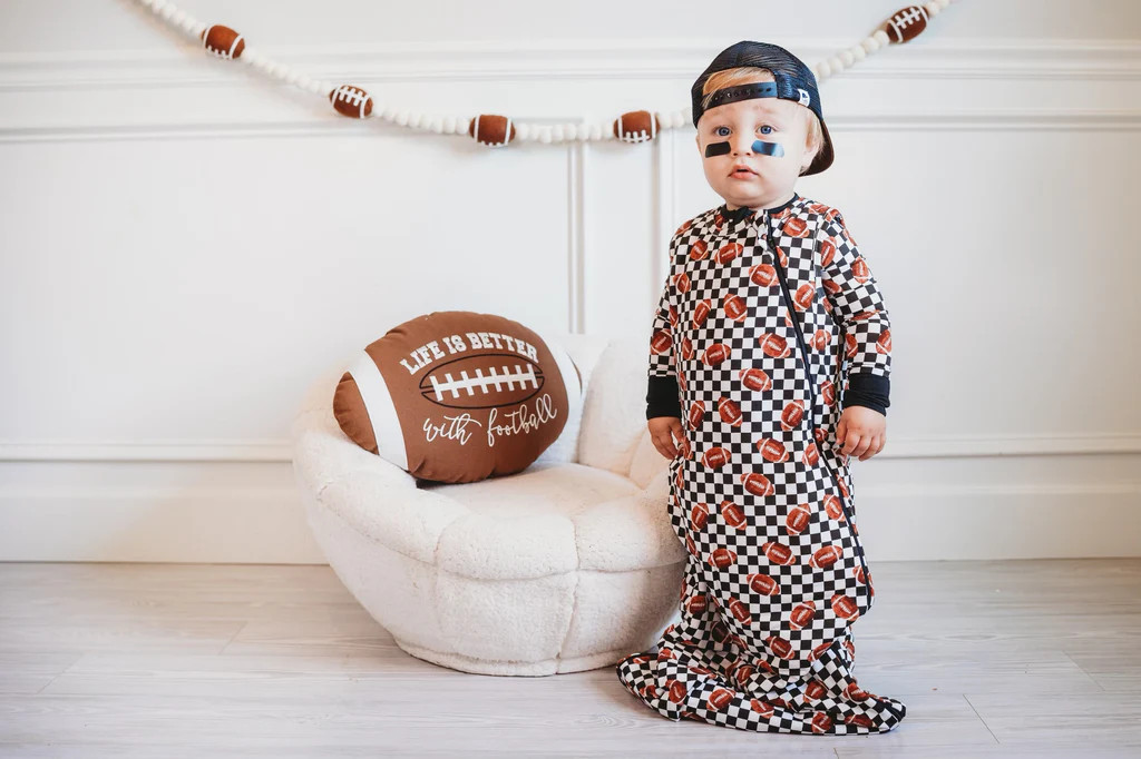 CHECKERED FOOTBALL DREAM SLEEP SACK | Dream Big Little Co.