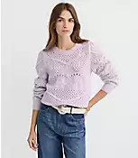 Scalloped Pointelle Puff Sleeve Sweater | LOFT