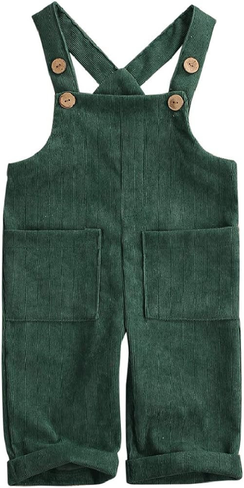 Vohawsa Baby Girl Boy Velvet Strap Suspender Overalls Pant Solid Jumpsuit Bib Pants One-Piece Spr... | Amazon (US)
