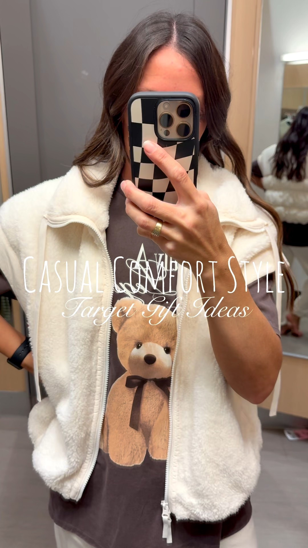 This teddy bear shirt paired with these barrel sweatpants and sherpa vest, so adorable, comfortable, and casual. 

Target 🎯 has some of the cutest pieces to pair, it’s just know how! This outfit is perfection! Add a cream or brown color beanie and some sneakers and you’re ready to take on the day. 

Outfit of the day inspiration! 🙌🏼Winter outfit, cozy and comfortable! 

📏Wearing a size large in the vest, small in the shirt, and XS in the barrel sweatpants. 

Weight 130lbs, Height 5’5”.

#LTKGiftGuide #LTKFindsUnder50 #LTKootd