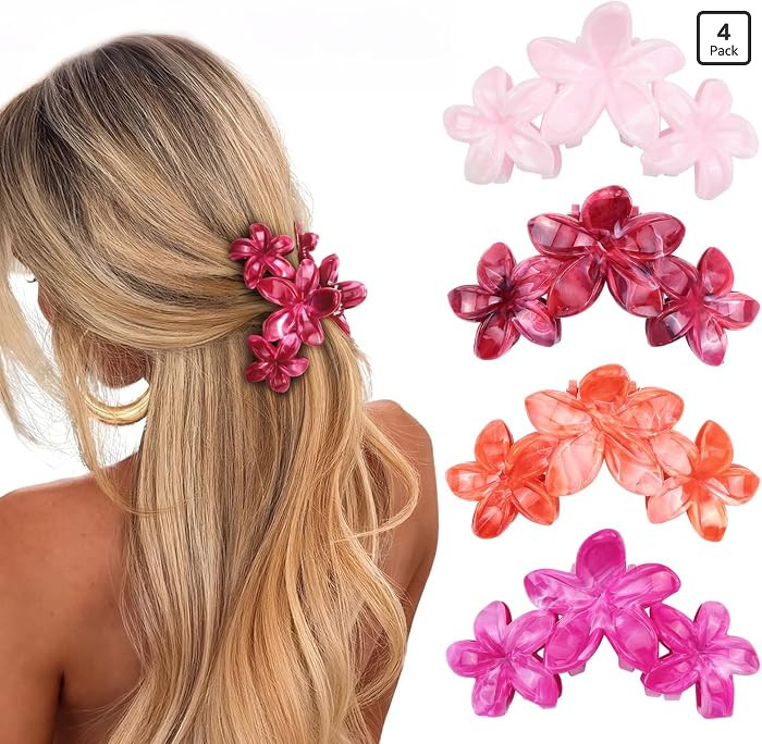 Pink Red Flower Hair Claw Clips for Thick Thin Hair for Women | Amazon (US)