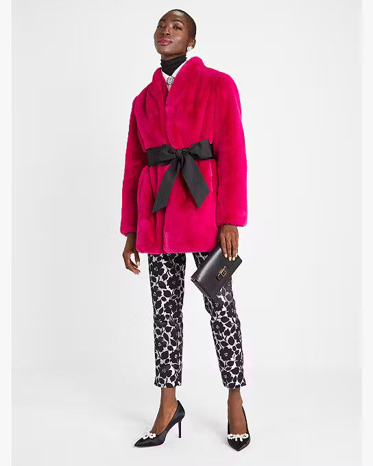 Bow-waist Faux Fur Coat | Kate Spade (US)