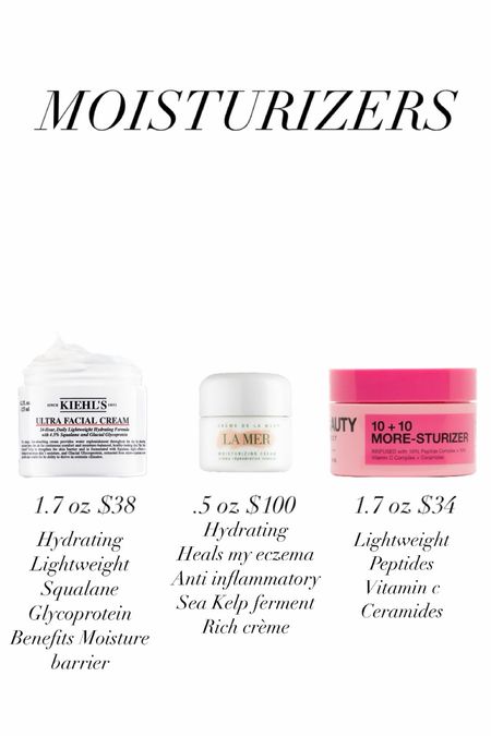 Moisturizers I love! The inn beauty and Kiehl’s feel very similar with different benefits. La Mer I use on my eyes for my eczema. 

#LTKbeauty