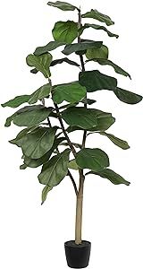 Vickerman Everyday Faux Fiddle Leaf Fig Tree 4ft Tall Green Silk Artificial Indoor Fiddle Plant w... | Amazon (US)