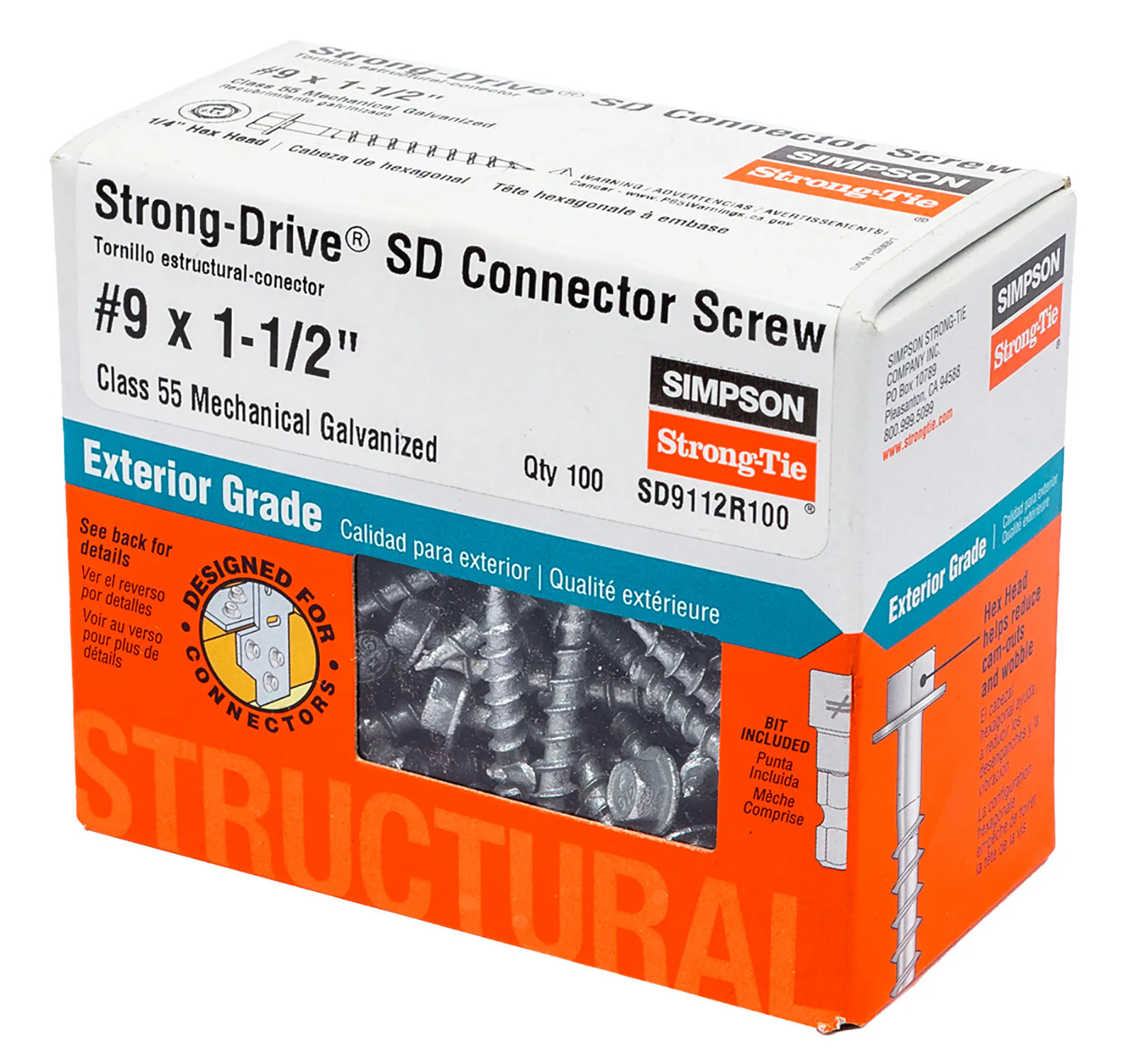 Simpson Strong-Tie #9 x 1-1/2-in Mechanically Galvanized Strong-Drive SD Exterior Wood Screws (100-Per Box) | SD9112R100 | Lowe's
