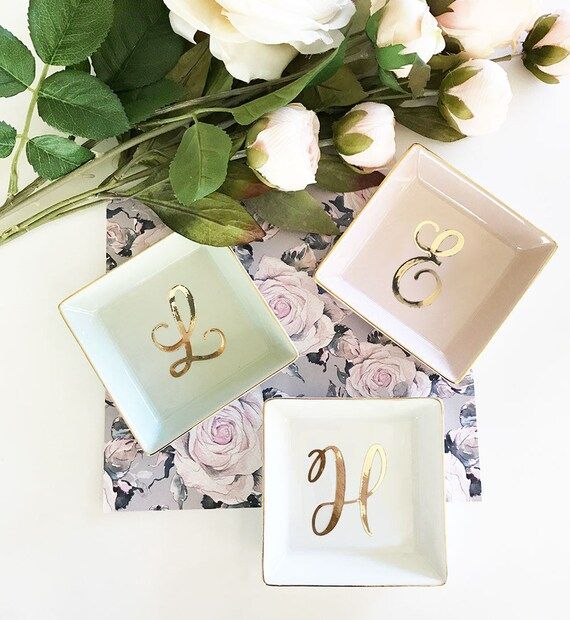 Monogram ring dishes can be personalized for any woman in your bridal party - perfect for for bri... | Etsy (US)