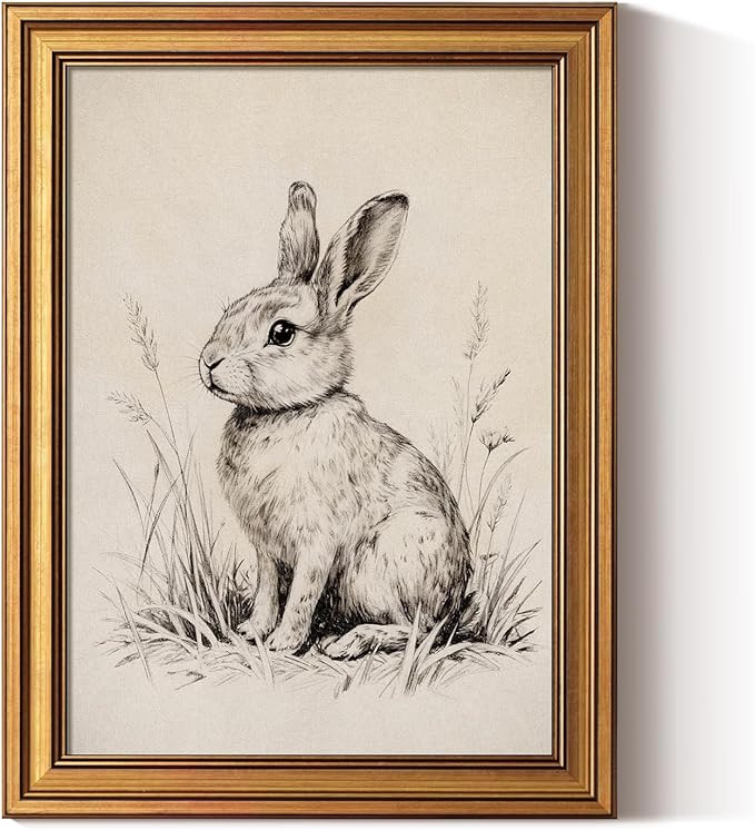 ARPEOTCY Gold Framed Art Prints, Easter Bunny Art Decor for Nursery Kids Room,12x16inch, Vintage ... | Amazon (US)