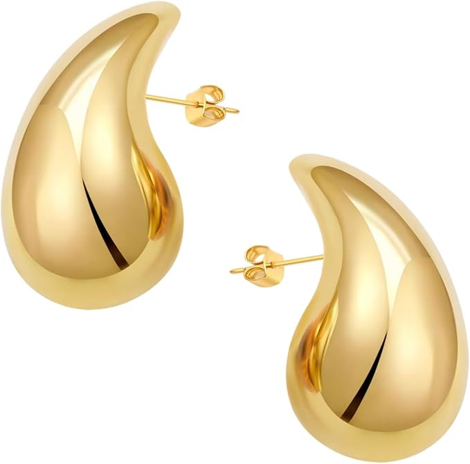 Hagpal Gold Hoop Earrings Chunky Hoop Earrings Waterdrop Earrings Tear Drop Earrings Lightweight ... | Amazon (US)