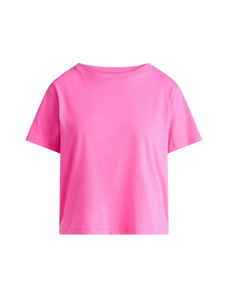 Free Assembly Women's and Women's Plus Cotton Cropped Boxy Tee with Short Sleeves, Sizes XS-4X | Walmart (US)