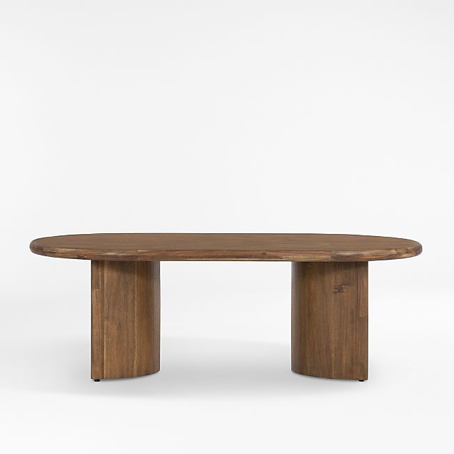 Panos Brown Solid Acacia Wood 51" Oval Coffee Table | Crate & Barrel | Crate & Barrel