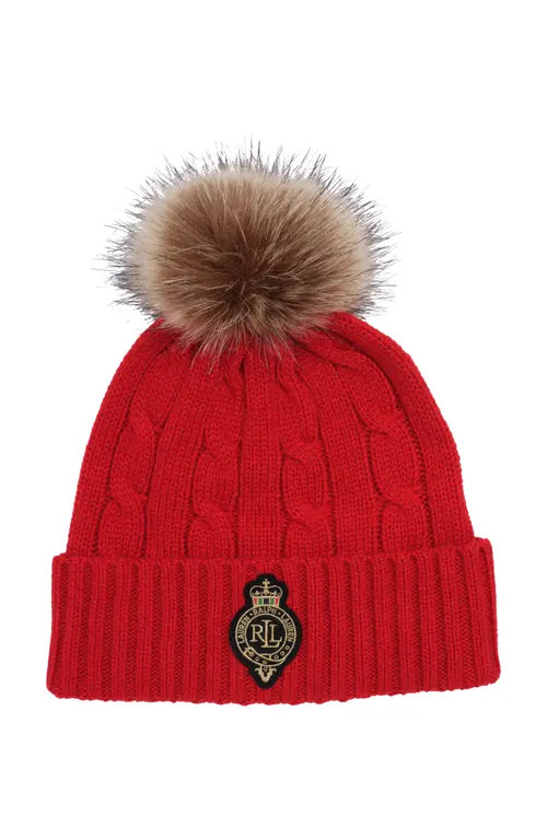 Lauren Ralph Lauren Cable Crest Patch Hat in Ralph Red at Nordstrom | Nordstrom