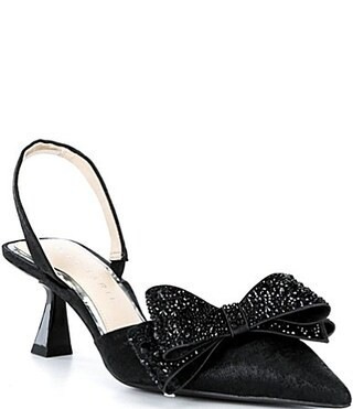 Alex Marie Wendy Satin Rhinestone Bow Slingback Pumps - 8.5 | Dillard's