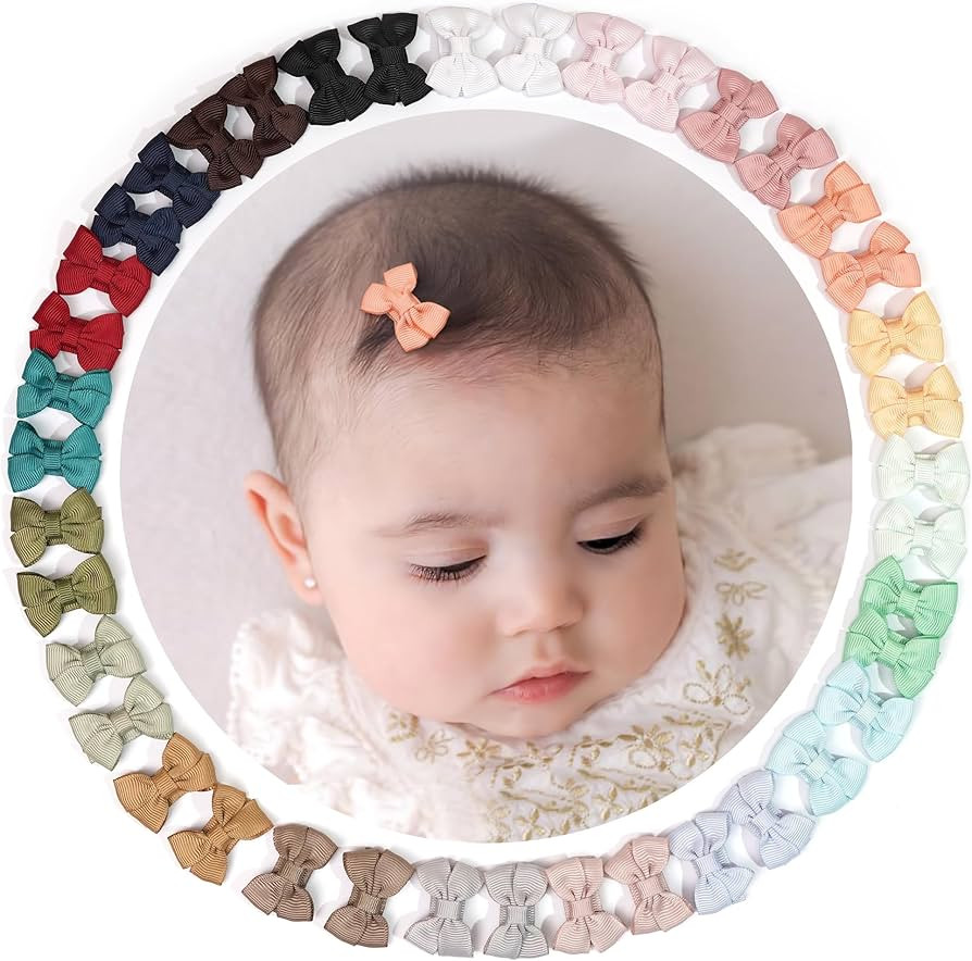 DED Baby Hair Clips 40 Pieces 20 Colors in Pairs Baby Bows Hair Pins Tiny 1.37" Hair Bows Alligat... | Amazon (US)