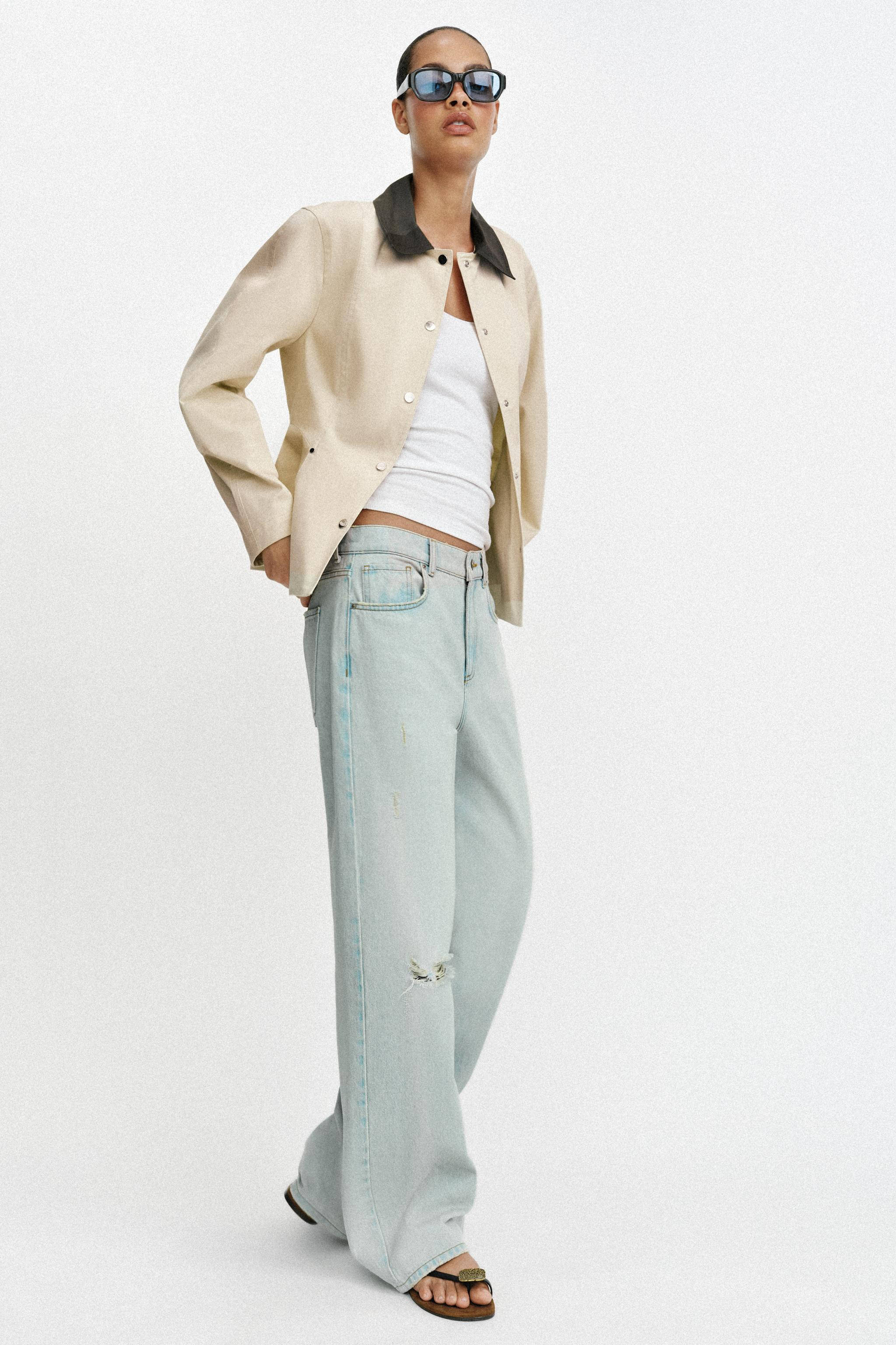 CONTRAST COLLAR PEPLUM JACKET | Zara US