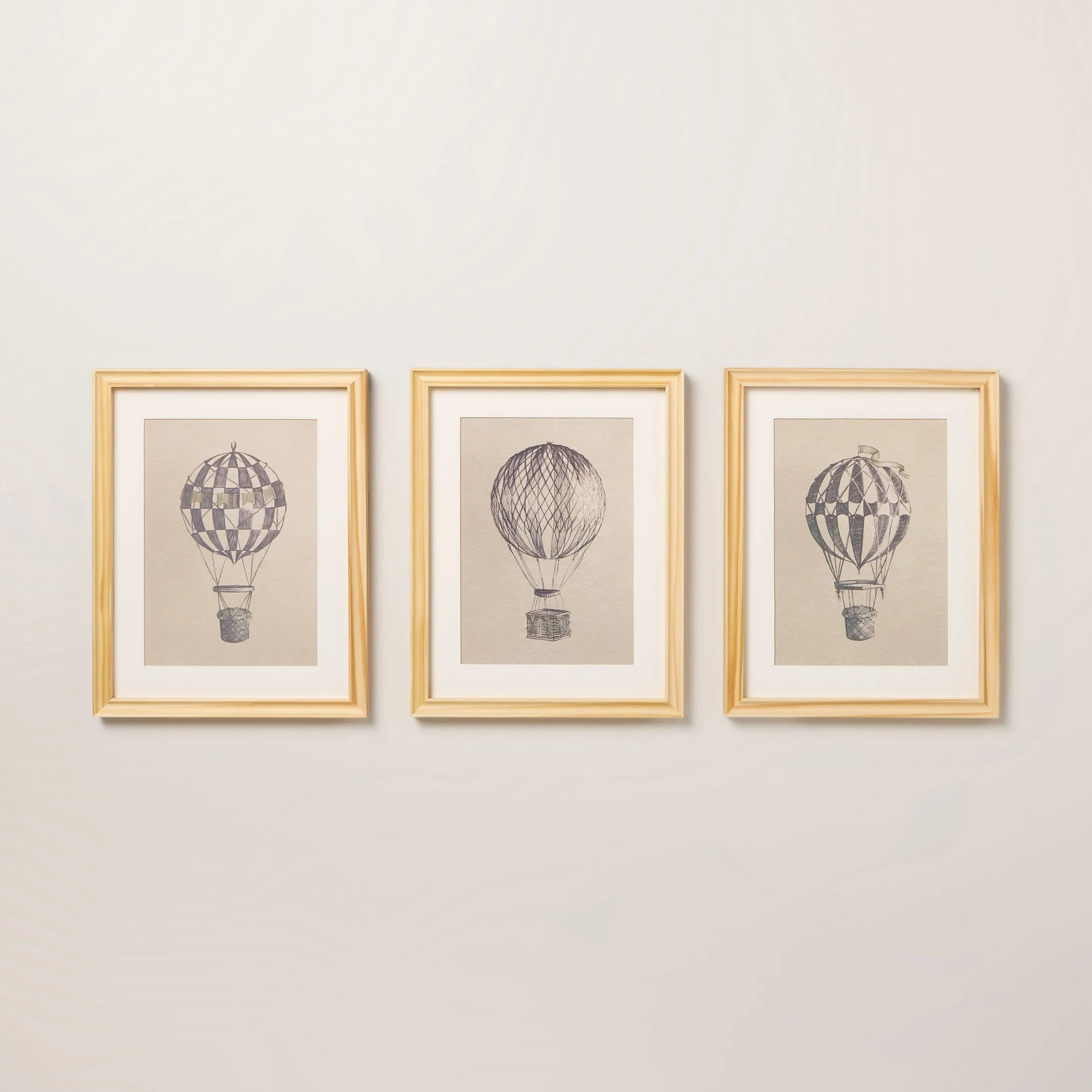 11"x14" Hot Air Balloon Sketch Framed Wall Art (Set of 3) | Walmart (US)