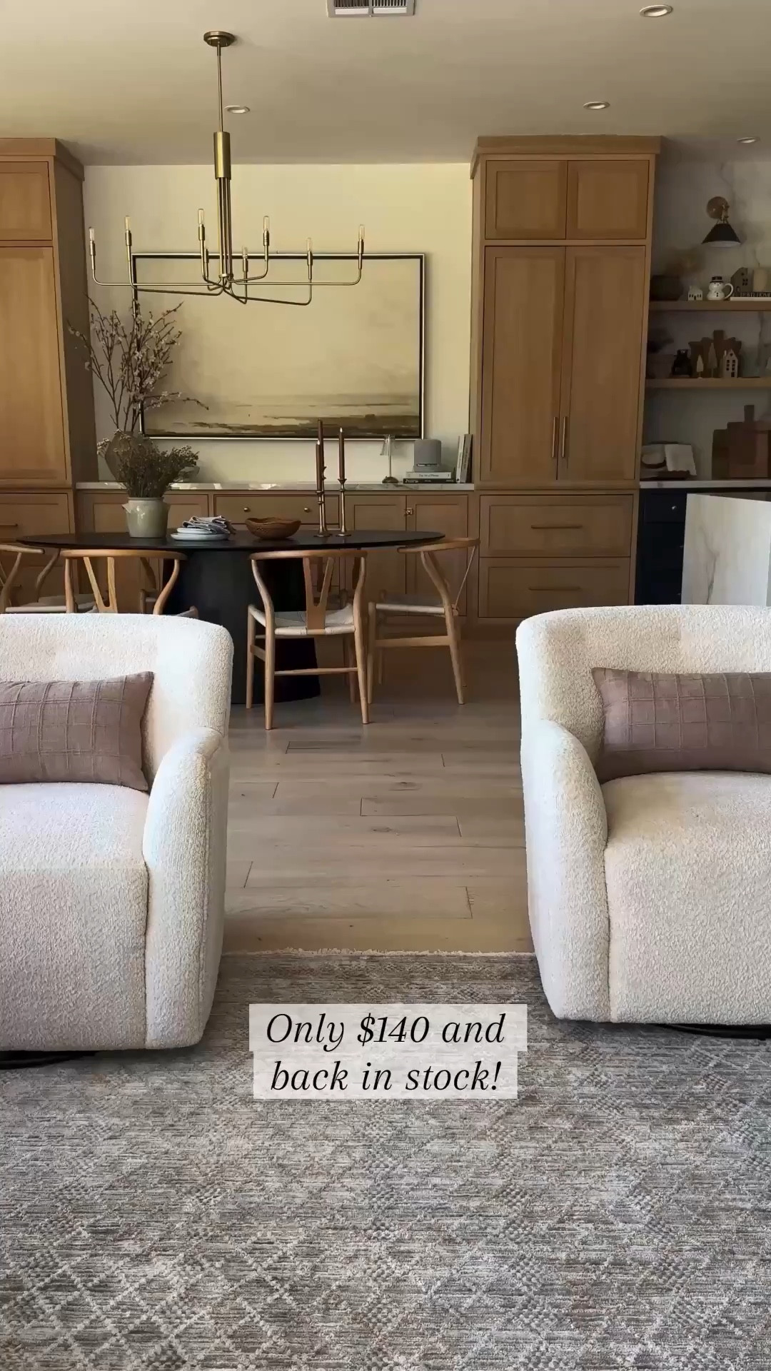 The design on this table is gorgeous and has such a pretty wood tone with an amazing price point.
Every furniture in this space is pretty much from Wayfair.
It's my go-to for quality pieces at every price point - from designer to budget-friendly. From elevated to affordable, quality, and style we've created so many beautiful rooms for every client as well as my own home.

Black oval, dining table, wishbone chairs, wood side table swivel upholstered chairs, gray chair, white chair, brass hardware, pull latch, countertop, stools, white gray sectional gray rug, brass chandelier accent chair, reeded fluted

#LTKHome #LTKSaleAlert