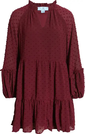 Clip Dot Ruffle Long Sleeve Shift Dress | Nordstrom