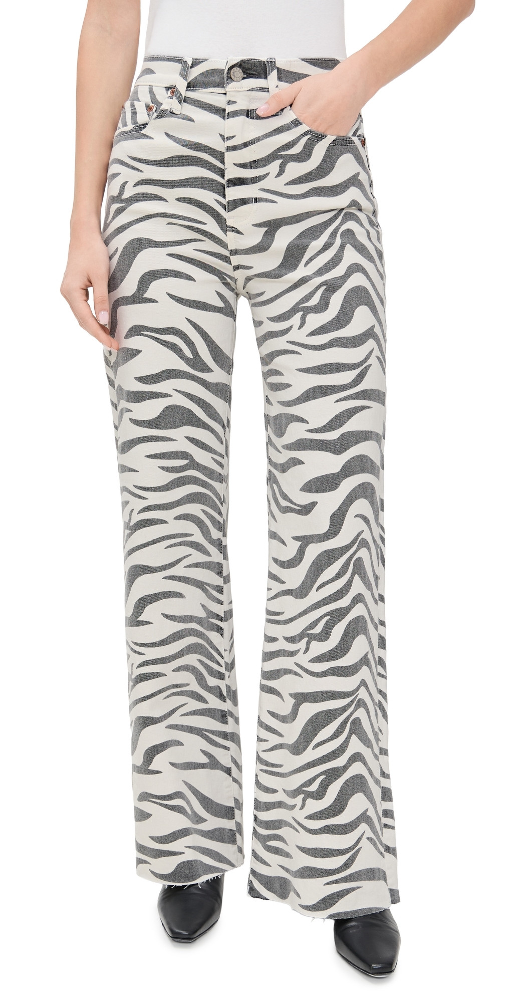 DAZE Far Out High Rise Wide Leg Jeans Zebra 24 | Shopbop
