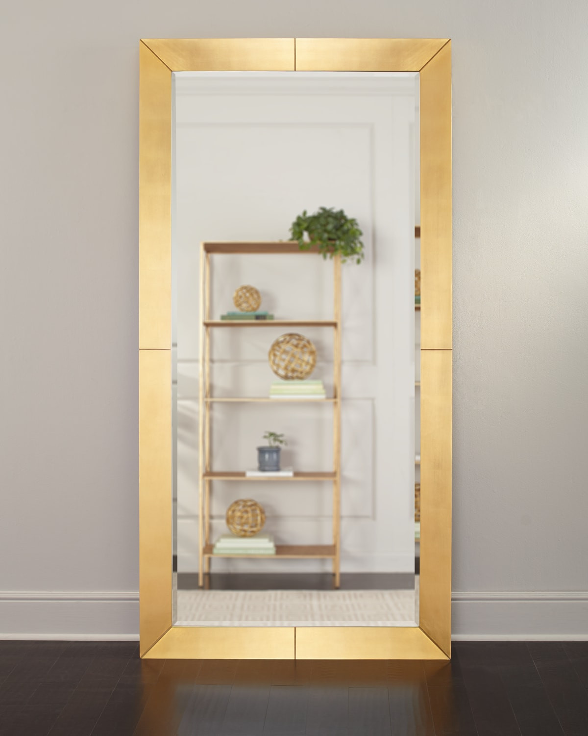 Ishana Gold Leaf Floor Mirror | Neiman Marcus