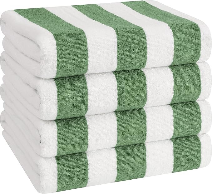 American Soft Linen Cabana Striped Beach Towels, 30x60 inch 4 Piece Oversize Pool Towels, Quick D... | Amazon (US)