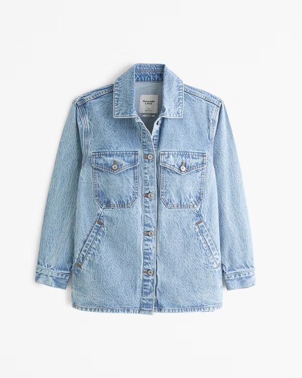 Women's Drapey Denim Shirt Jacket | Women's | Abercrombie.com | Abercrombie & Fitch (US)