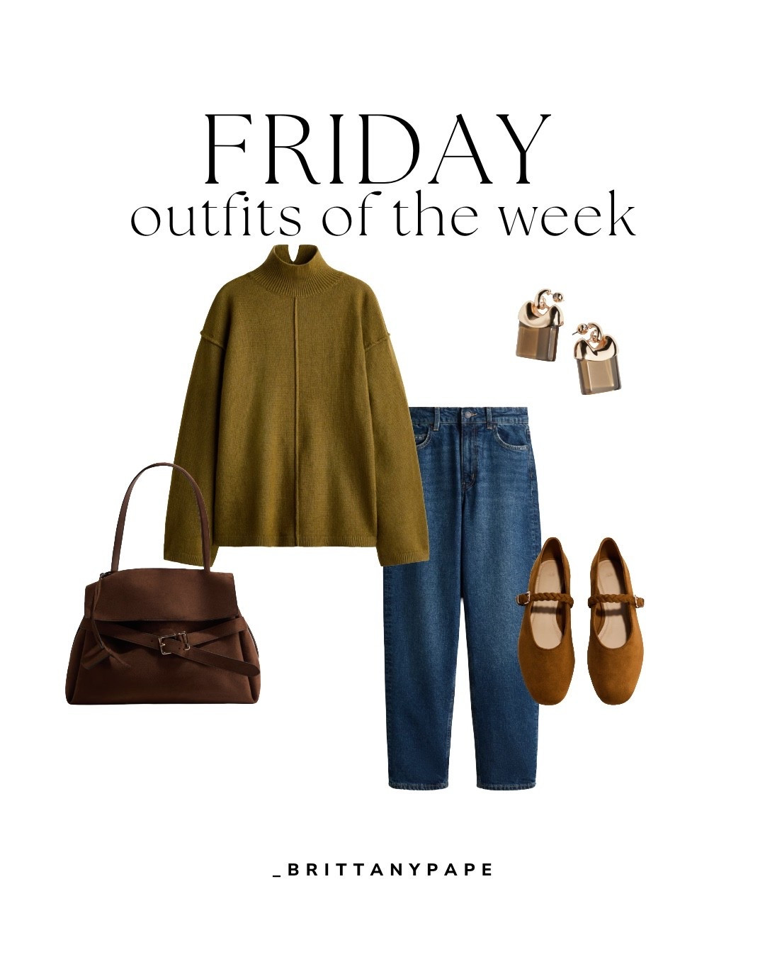 Friday outfit of the week
All styled from H&amp;M 

Women’s sweater, women’s jeans, jeans, brown flats, women’s flats, brown purse, gold earrings, gold jewelry, holiday outfit, casual outfit,

#LTKFindsUnder50 #LTKGiftGuide #LTKootd