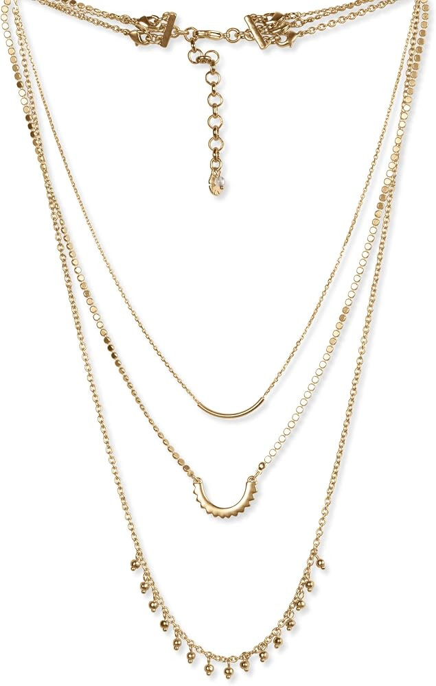 Beaded Chain Lucky Layer Necklace, Gold | Amazon (US)
