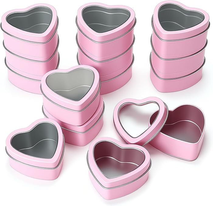Goodma 14-Pack 2oz Empty Heart Shaped Metal Tins with Clear Window for Candle Making, Candies, Gi... | Amazon (US)