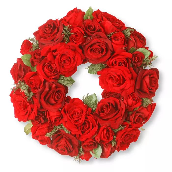 15" Velvet Red Rose Wreath - National Tree Company | Target