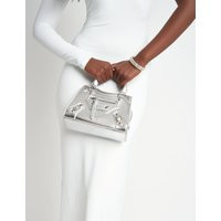 The Scarlett Mini Zip Detail Bag Silver | Public Desire