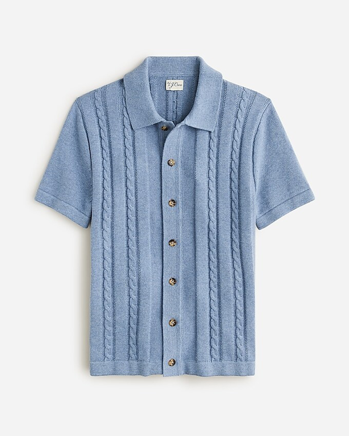 Cotton cable-knit short-sleeve cardigan sweater-polo | J. Crew US