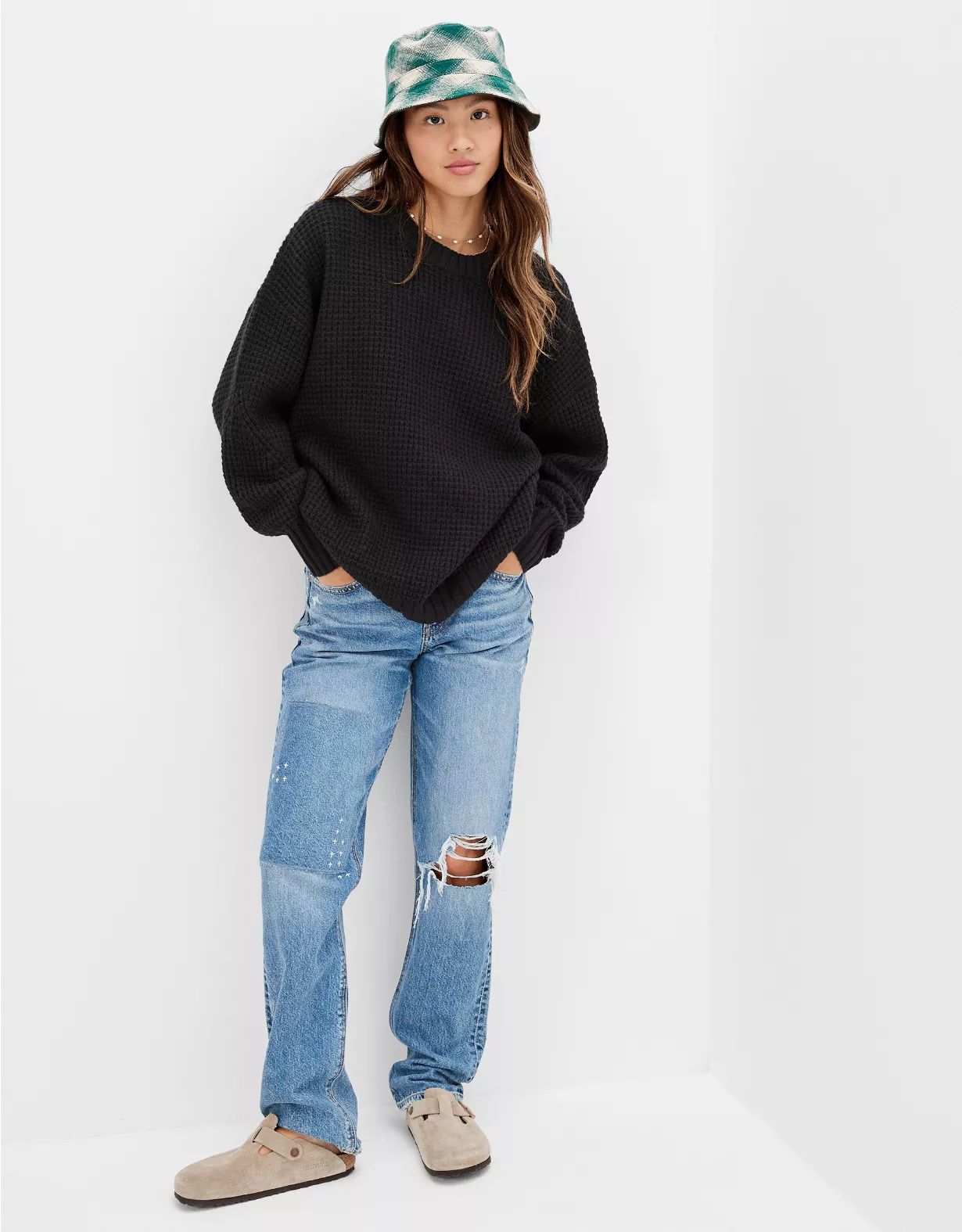 AE Oversized Waffle Knit Sweater | American Eagle Outfitters (US & CA)